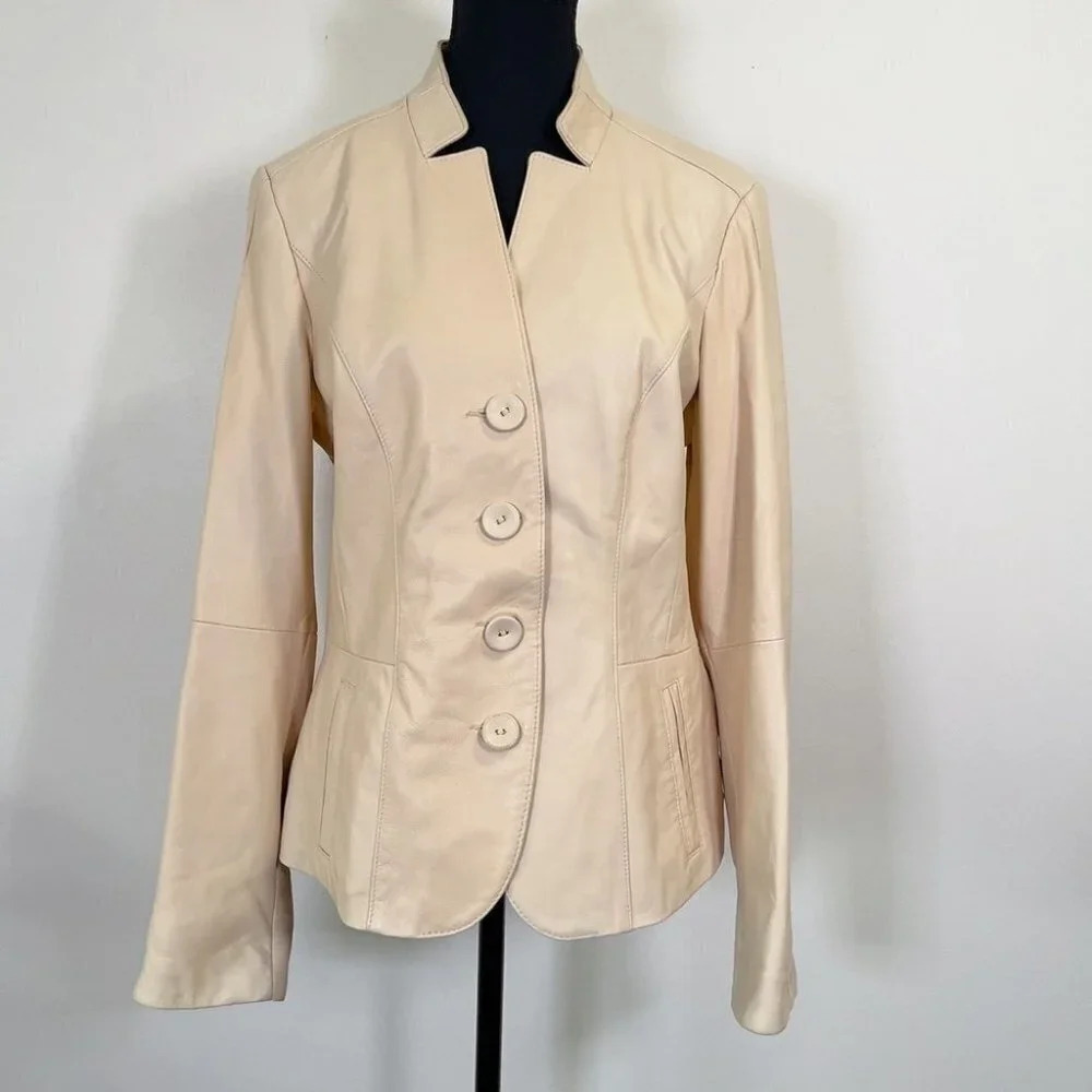 Danier Beige Butterly Soft Italian Leather Jacket